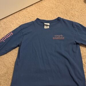 Simply Southern Kids Navy and Pink Long Sleeve Tee